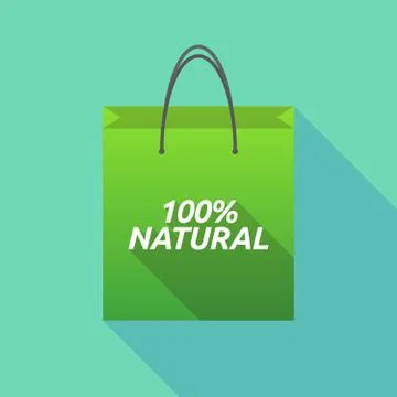 Long shadow shopping bag with    the text 100% NATURAL Illustration