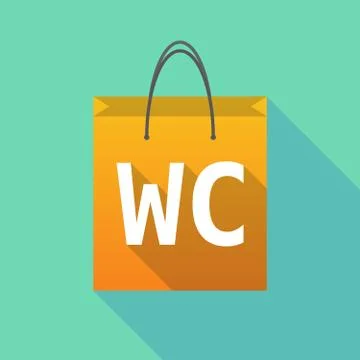 Long shadow shopping bag with    the text WC Illustration