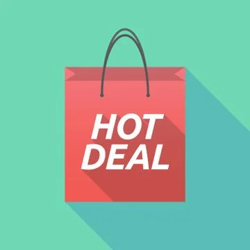 Long shadow shopping bag with    the text HOT DEAL Illustration
