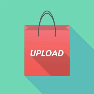 Long shadow shopping bag with    the text UPLOAD Illustration
