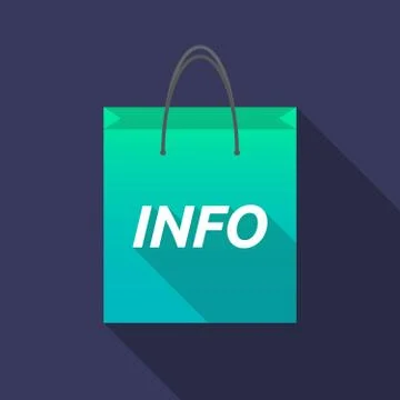 Long shadow shopping bag with    the text INFO Illustration