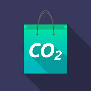 Long shadow shopping bag with    the text CO2 Illustration