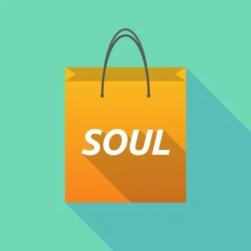 Long shadow shopping bag with    the text SOUL Illustration