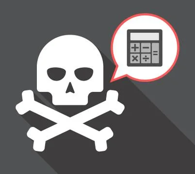 Long shadow skull with  a calculator Stock Illustration