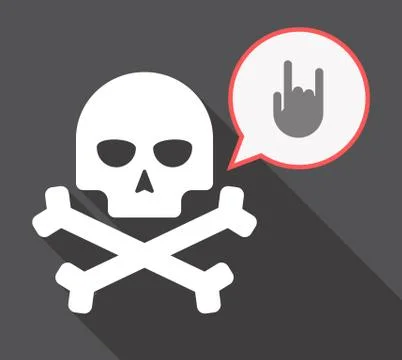Long shadow skull with a rocking hand イラスト素材