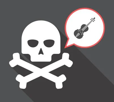 Long shadow skull with  a violin Stockillustratie