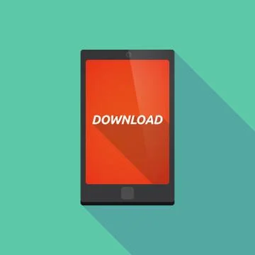 Long shadow smart phone with    the text DOWNLOAD Stock Illustration
