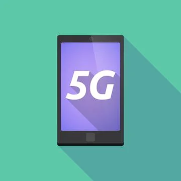 Long shadow smart phone with    the text 5G Stock Illustration