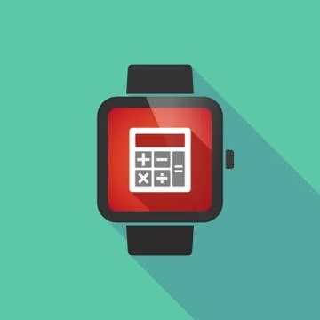 Long shadow smart watch with  a calculator Illustrazione stock