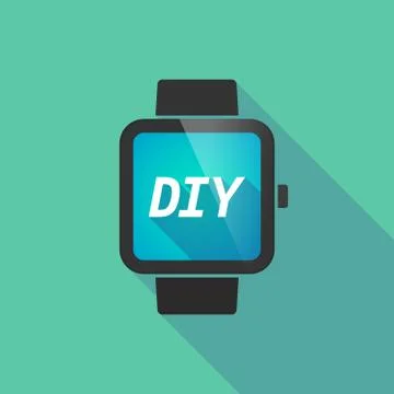 Long shadow smart watch with    the text DIY Stock Illustration