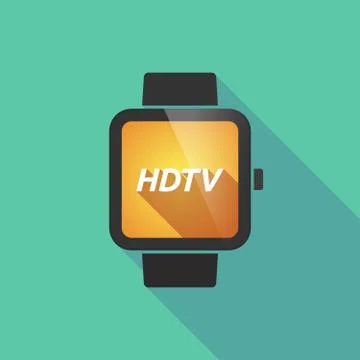 Long shadow smart watch with    the text HDTV Stock Illustration