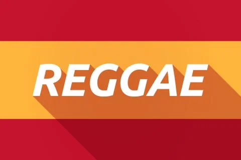Long shadow Spain flag with    the text REGGAE Stock Illustration