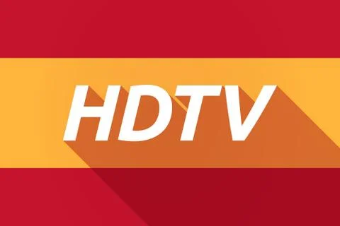 Long shadow Spain flag with    the text HDTV Stock Illustration