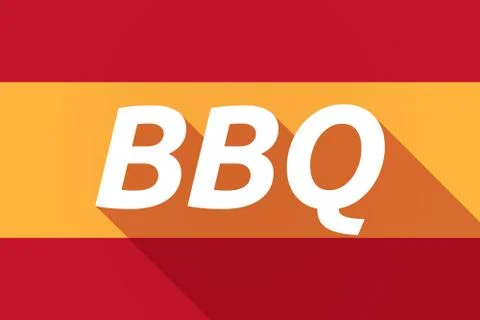 Long shadow Spain flag with    the text BBQ Stock Illustration