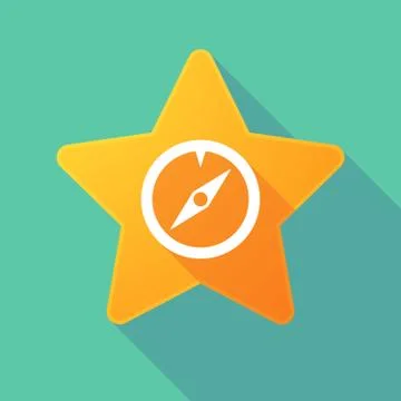 Long shadow star with a compass Stock Illustration