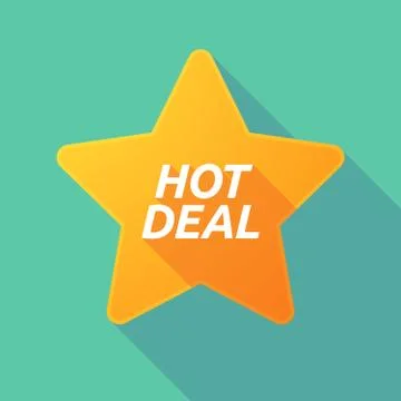 Long shadow star with    the text HOT DEAL Stock Illustration