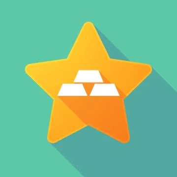 Long shadow star with three gold bullions Stock Illustration