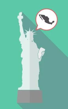 Long shadow statue of liberty with  a map of Mexico Ilustração Stock
