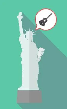 Long shadow statue of liberty with  a six string acoustic guitar Stock Illustration