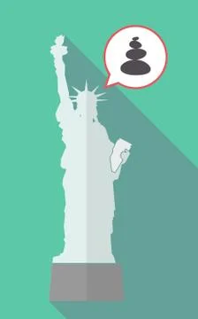 Long shadow statue of liberty with  a stacked zen stones Stock Illustration