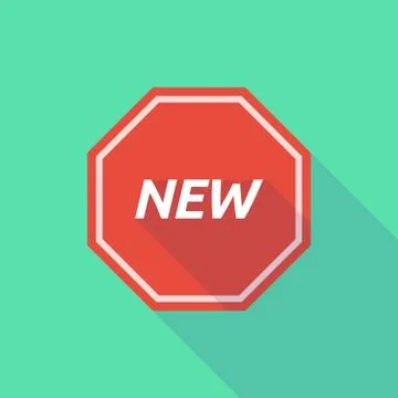 Long shadow stop signal with    the text NEW Stock Illustration