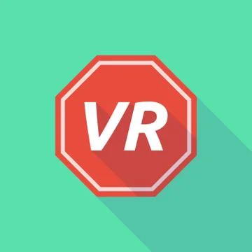 Long shadow stop signal with    the virtual reality acronym VR Stock Illustration