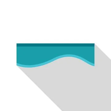 Long shadow style water surface with waves icon Stock Illustration