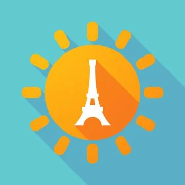 Long shadow sun with   the Eiffel tower Stock-Illustration