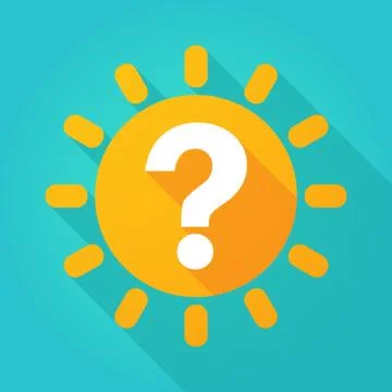 Long shadow sun icon with a question sign Stock Illustration