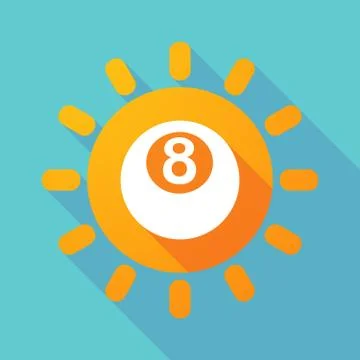 Long shadow sun with  a pool ball Stock Illustration