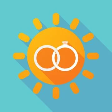 Long shadow sun with  two bonded wedding rings Stock Illustration