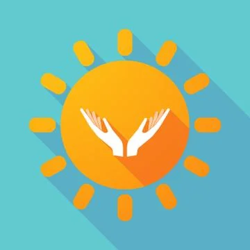 Long shadow sun with  two hands offering Stock Illustration