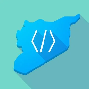 Long shadow Syria map with a code sign Illustrazione stock