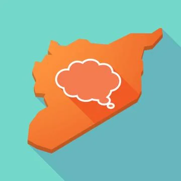 Long shadow Syria map with a comic cloud balloon Stock Illustration