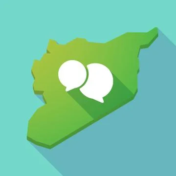 Long shadow Syria map with  comic balloons Stock Illustration