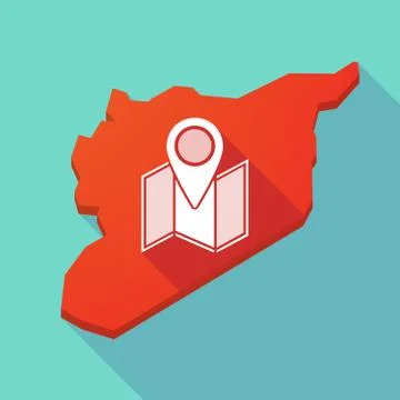 Long shadow Syria map with a map Stock Illustration