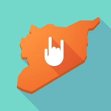 Long shadow Syria map with a rocking hand Stock Illustration