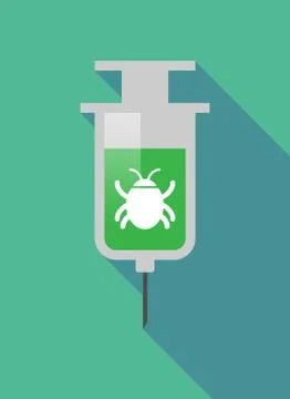 Long shadow  syringe with a bug Stock Illustration