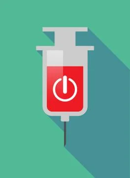 Long shadow  syringe with an off button 스톡 일러스트
