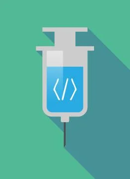 Long shadow  syringe with a code sign Stock Illustration