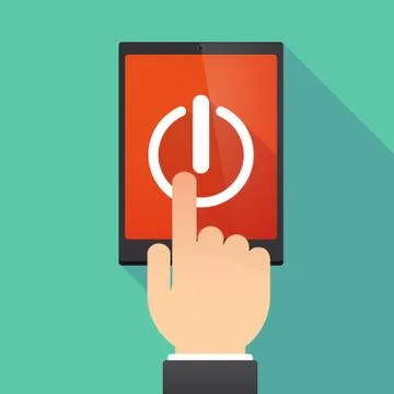 Long shadow tablet PC with an off button Stock Illustration