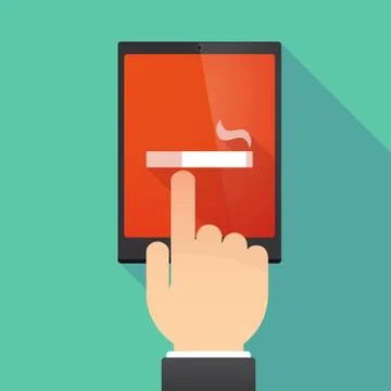 Long shadow tablet PC with a cigarette Stock Illustration