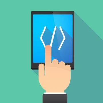 Long shadow tablet PC with a code sign Stock Illustration