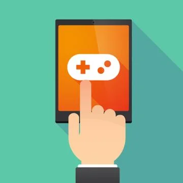 Long shadow tablet PC with a game pad Illustrazione stock