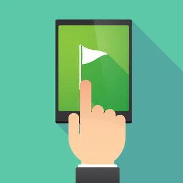 Long shadow tablet PC with a golf flag Stock Illustration