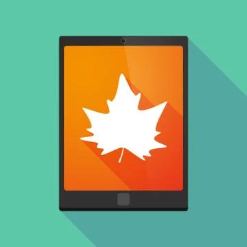 Long shadow tablet pc icon with an autumn leaf tree Stock-Illustration