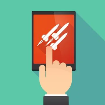Long shadow tablet PC with missiles Stock Illustration