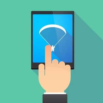 Long shadow tablet PC with a paraglider イラスト素材