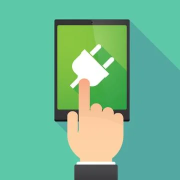 Long shadow tablet PC with a plug Stock Illustration