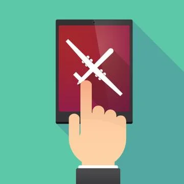 Long shadow tablet PC with a war drone Stock Illustration